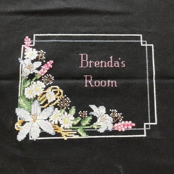 Brenda's Room Floral Personalized Completed Cross Stitch Embroidery - Picture 1 of 3